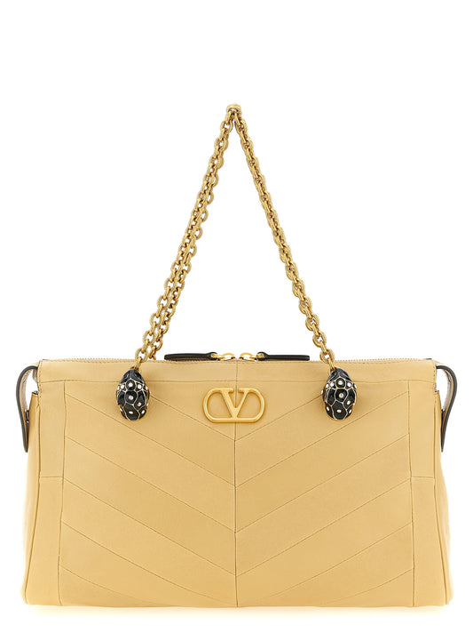 Beige lambskin shoulder bag