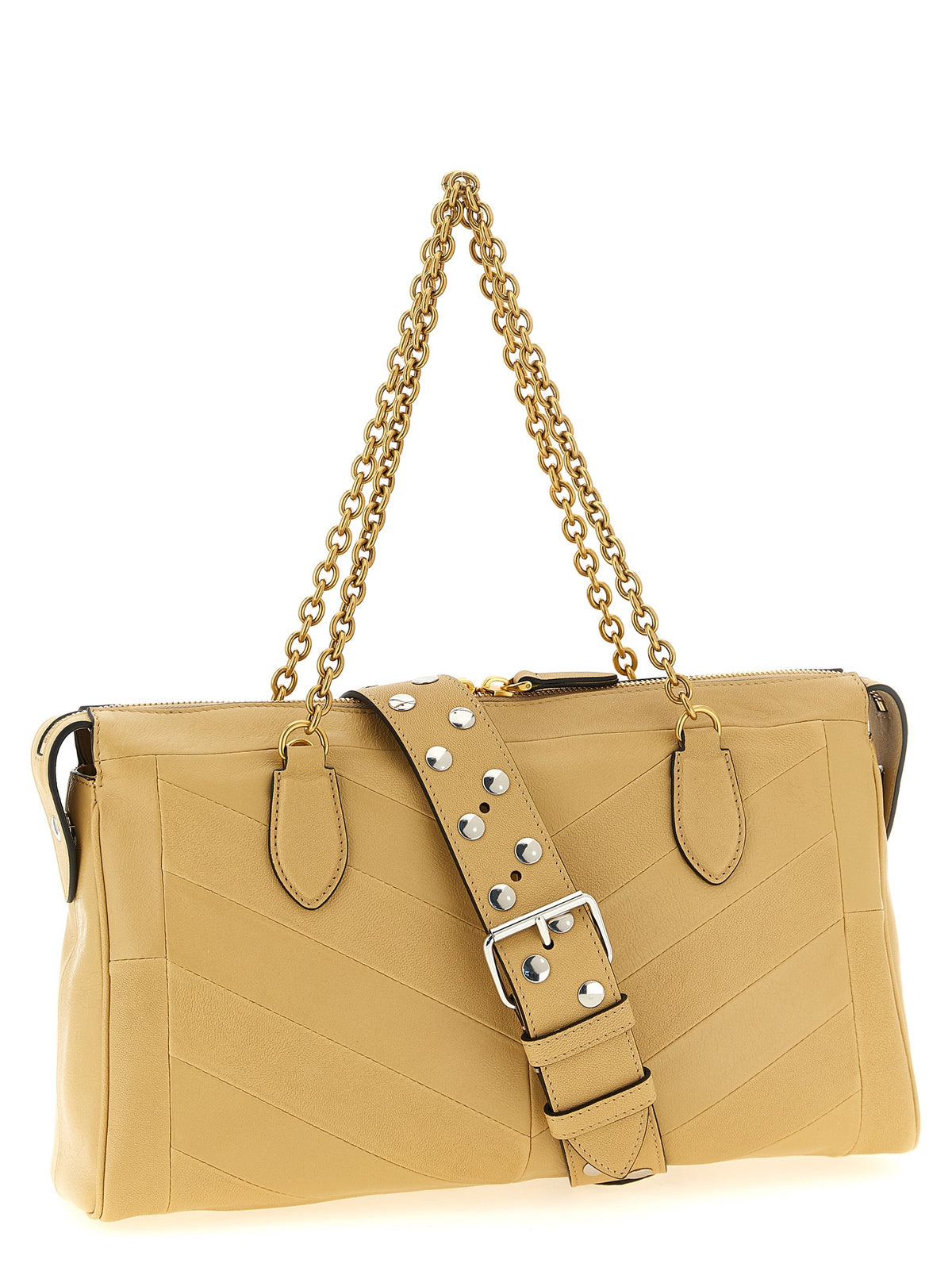 Beige Lammleder-Schultertasche