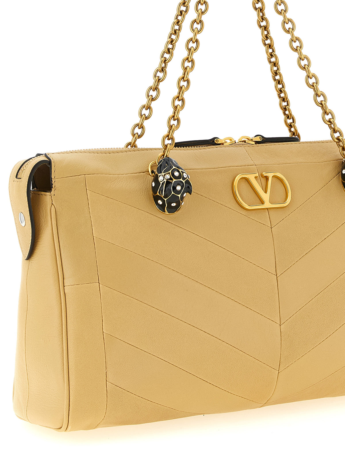 Beige Lammleder-Schultertasche