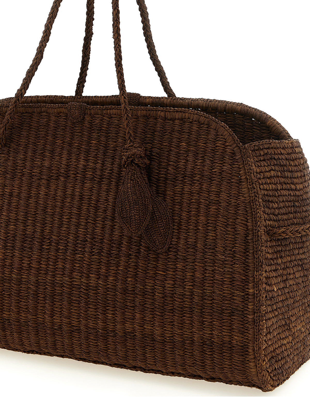Braune Raffia-Tragetasche