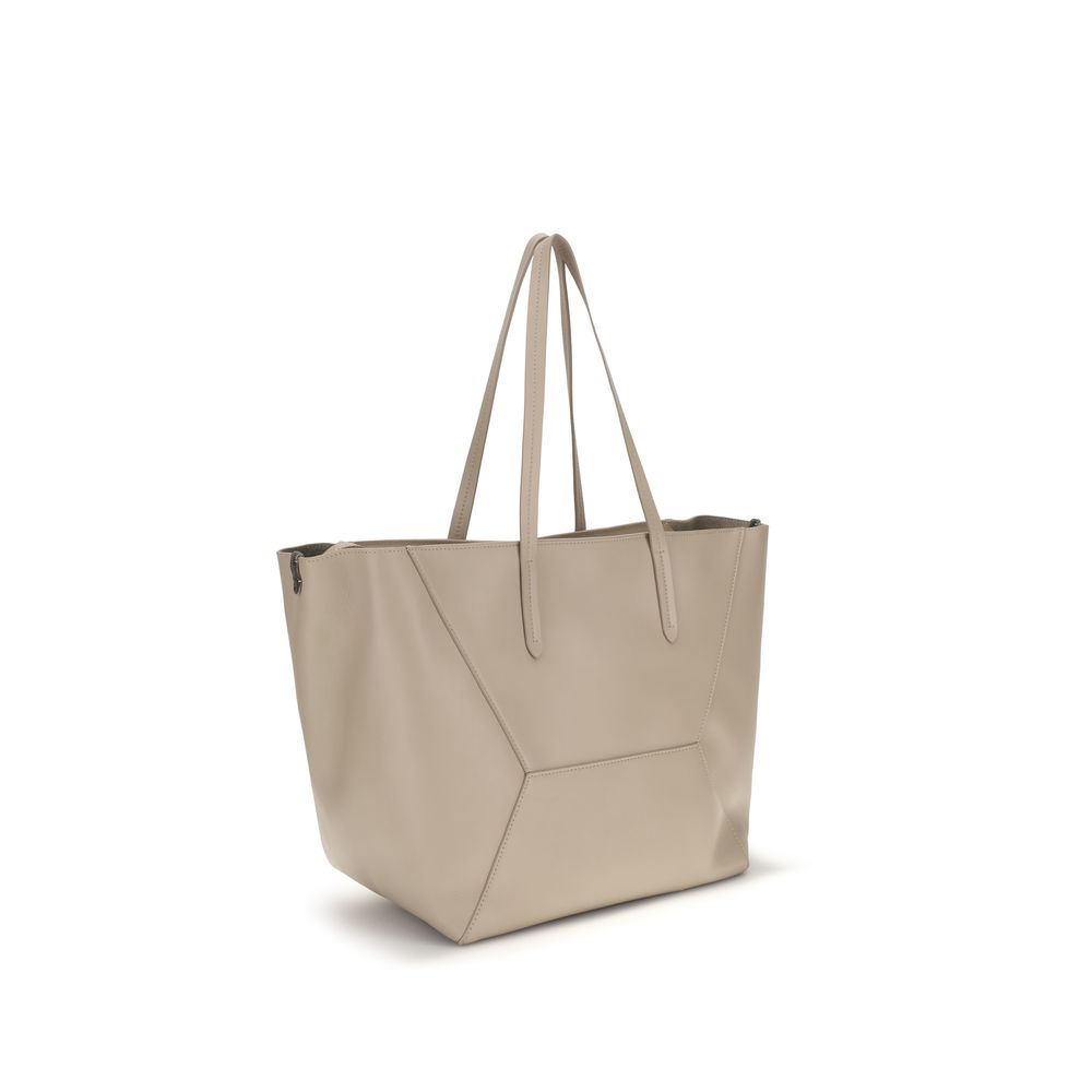 Beige Calf Leather Bos Taurus Handbag