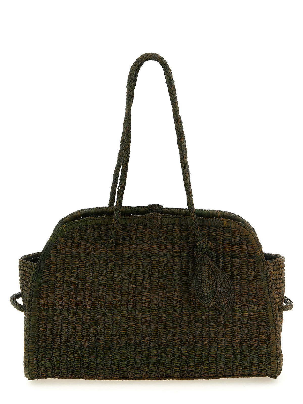 Two-Tone Raffia Tote Bag