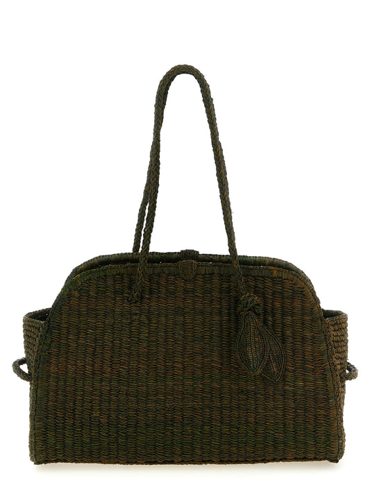 Two-Tone Raffia Tote Bag