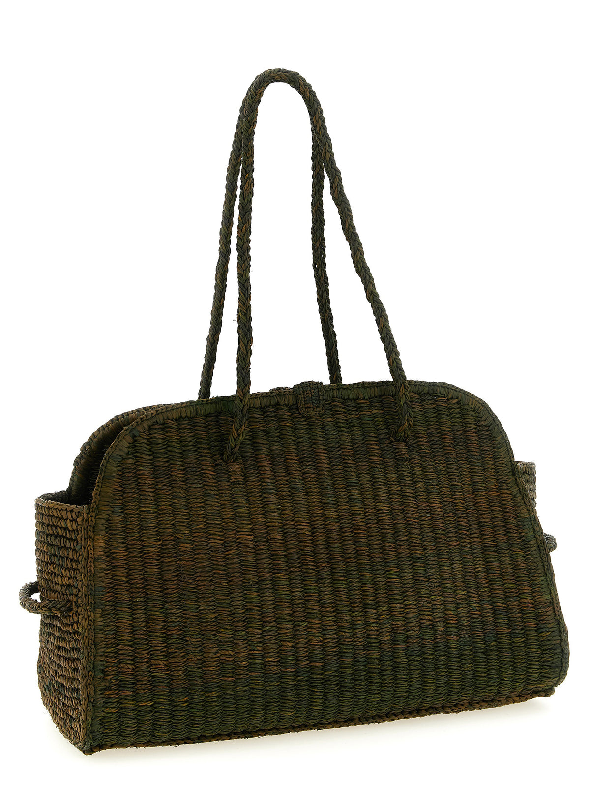 Two-Tone Raffia Tote Bag