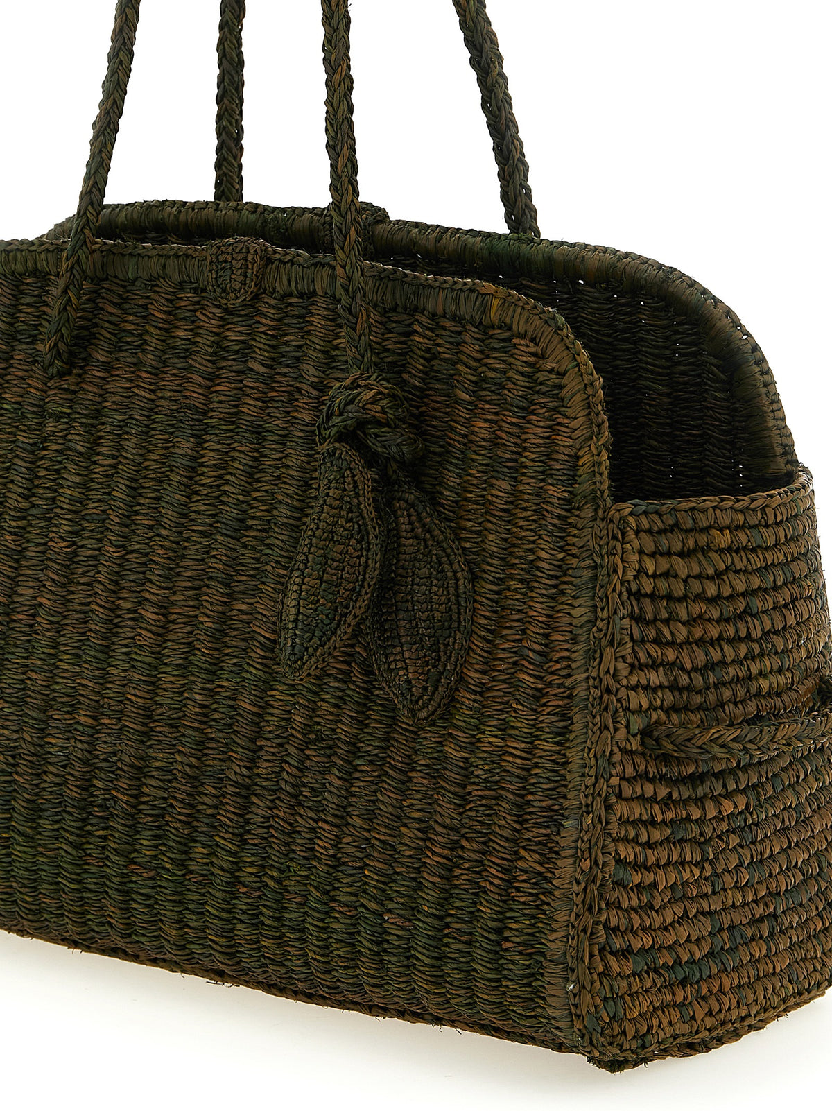 Two-Tone Raffia Tote Bag