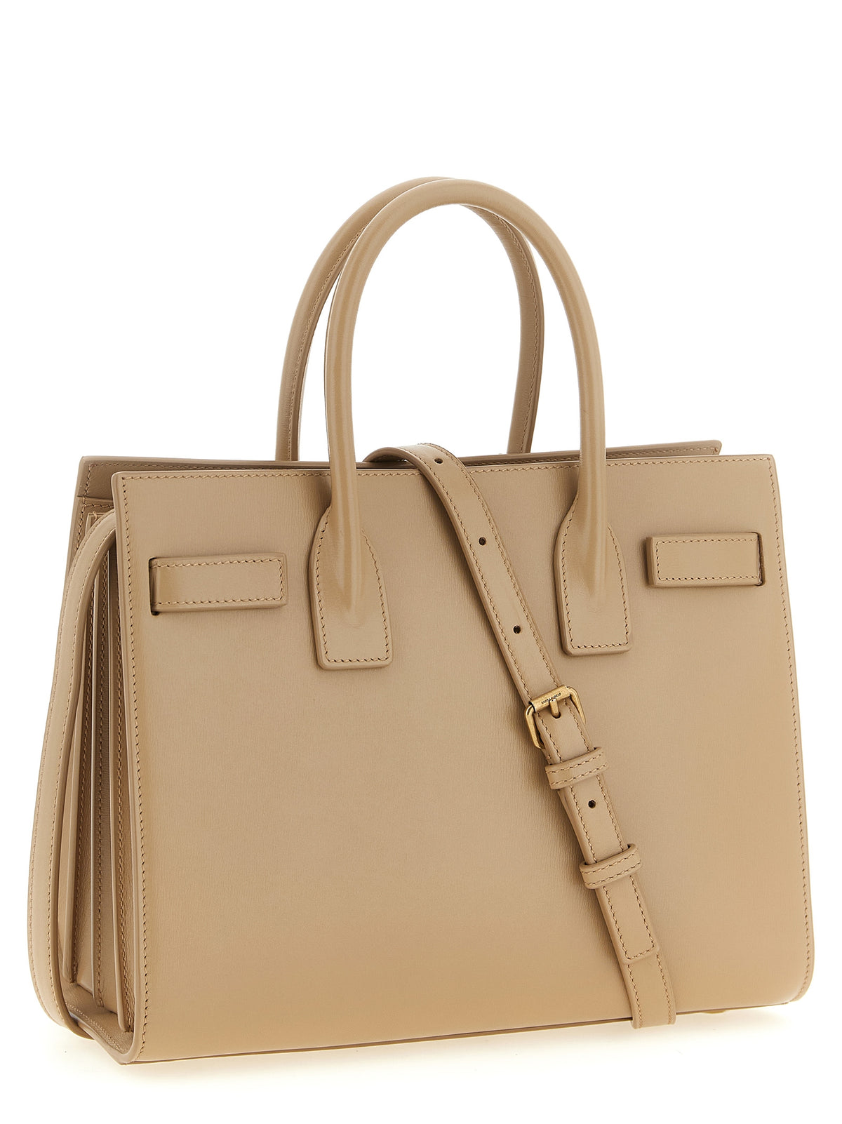 Beige Kalbsleder Handtasche