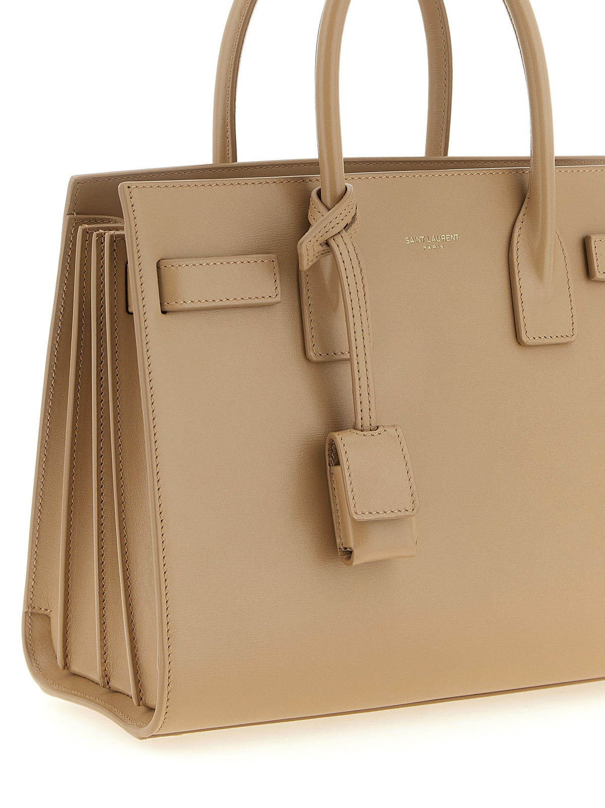 Beige Kalbsleder Handtasche