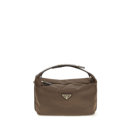 Brown shoulder bag made of recycled polyamide
