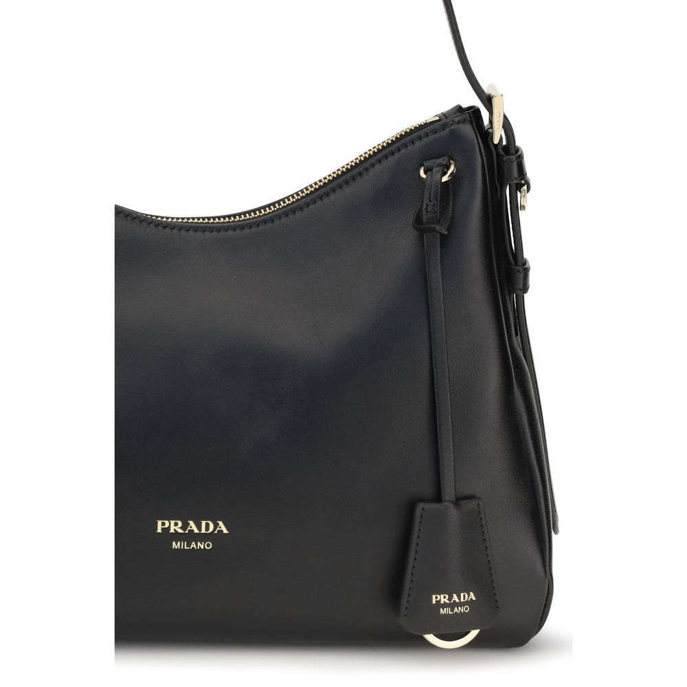 Black Bos Taurus Calf Leather Shoulder Bag