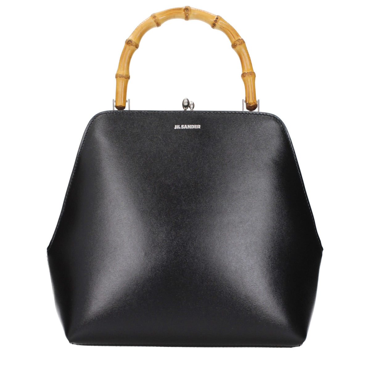 Black leather handbag