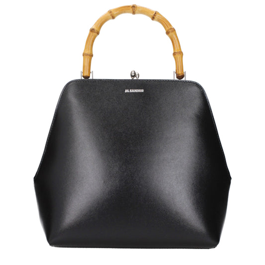 Schwarze Lederhandtasche