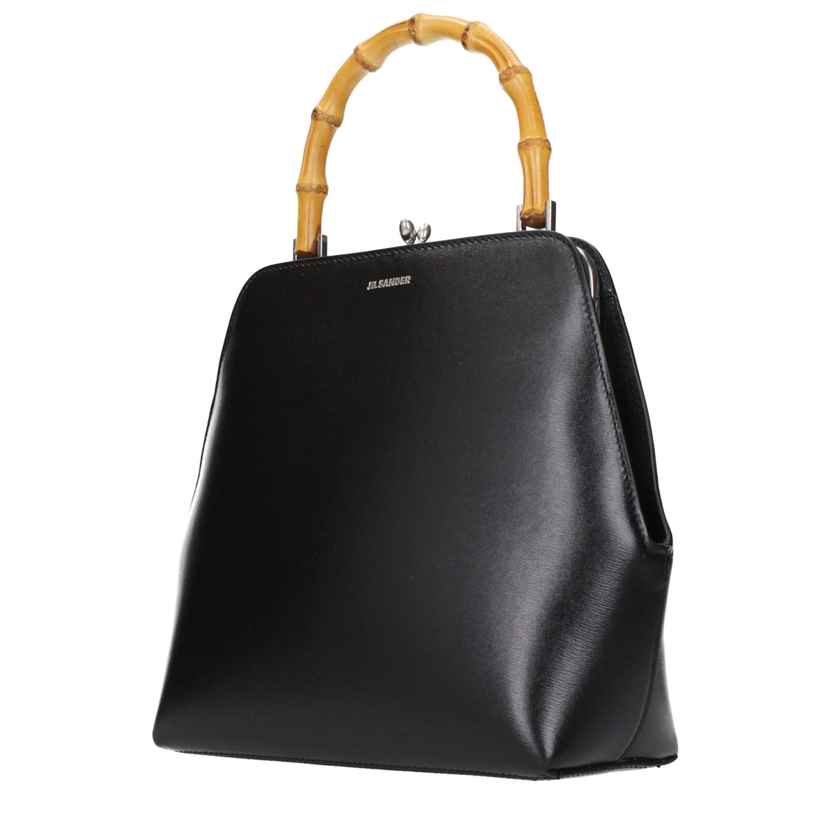 Black leather handbag
