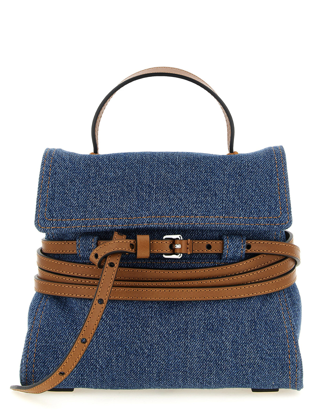 Blue cotton handbag