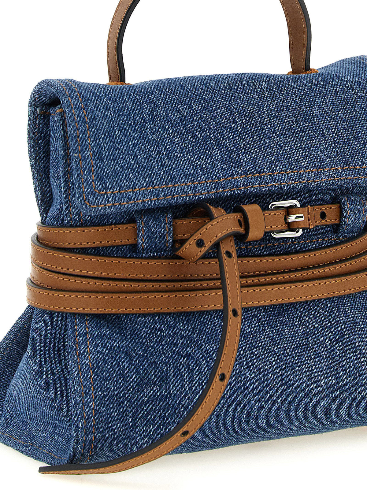 Blue cotton handbag