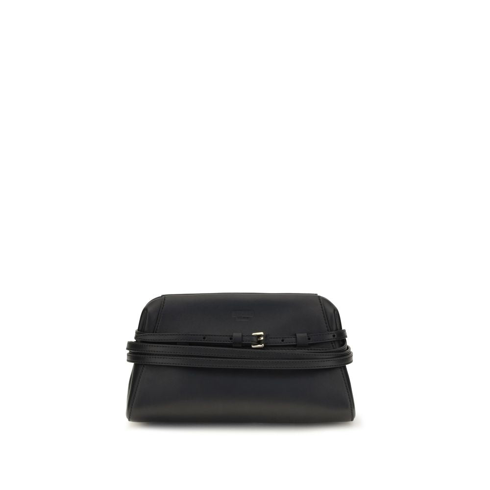 Black goatskin messenger bag