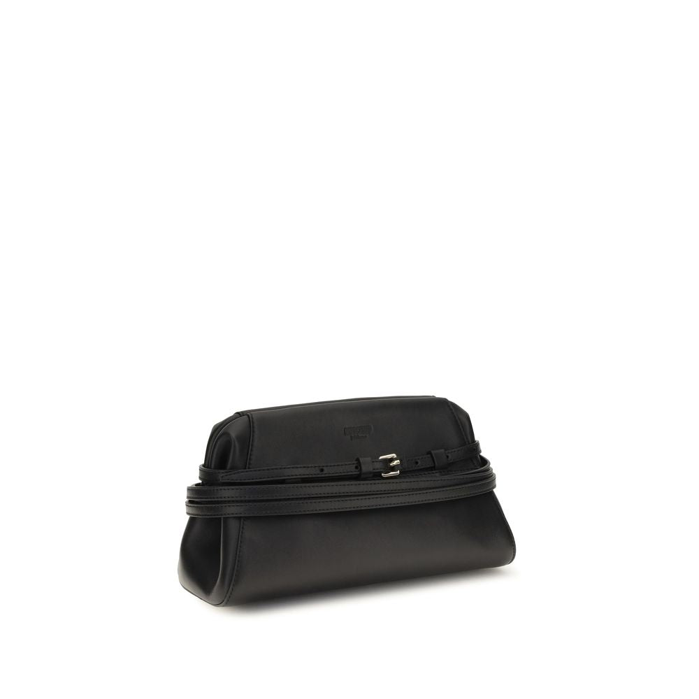 Black goatskin messenger bag