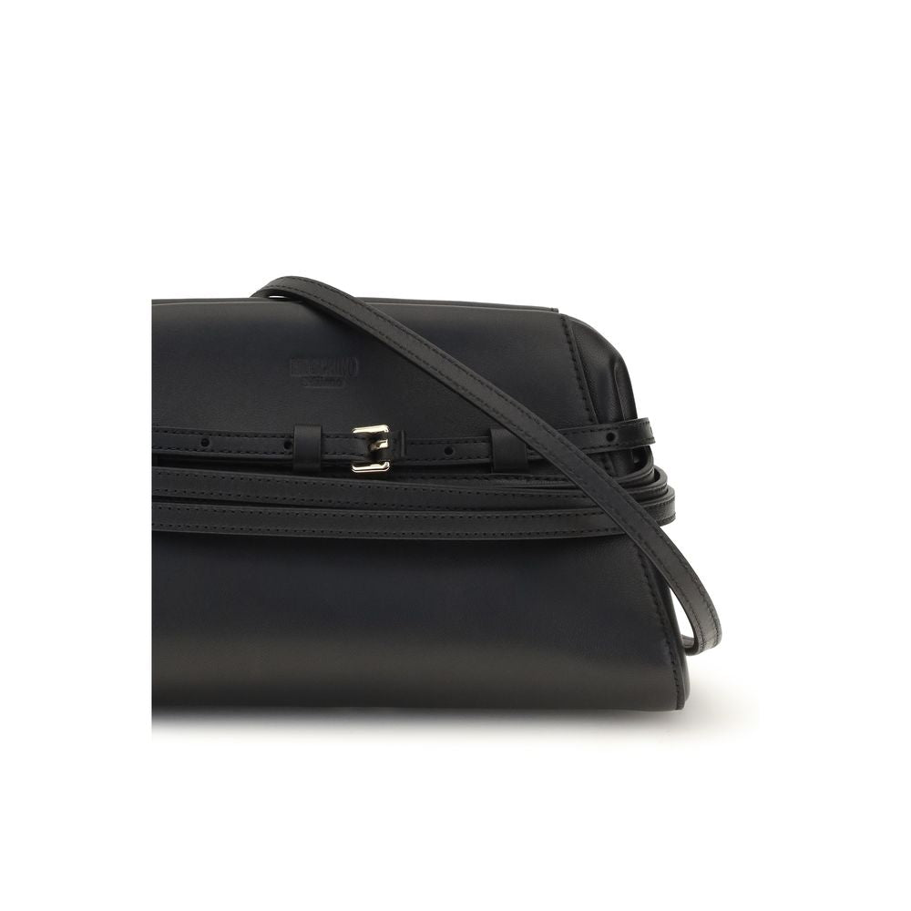 Black goatskin messenger bag