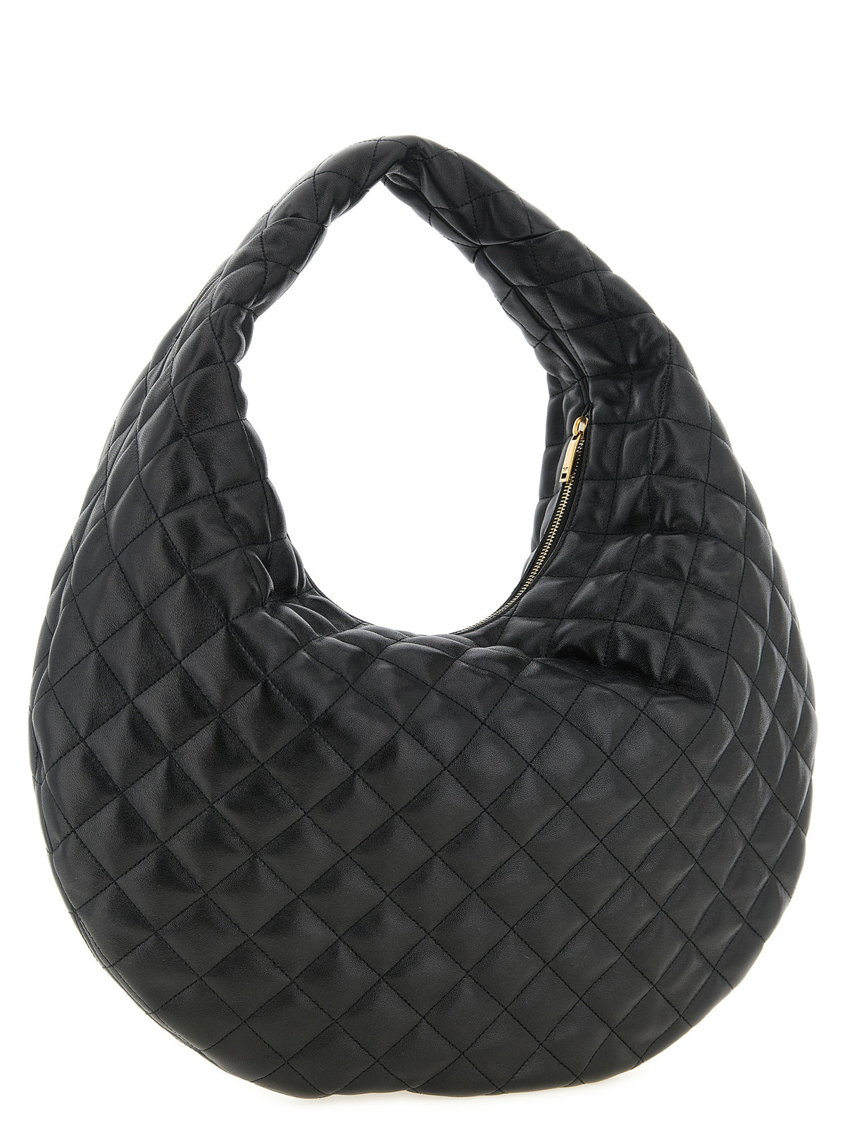 Schwarze Lammleder-Schultertasche