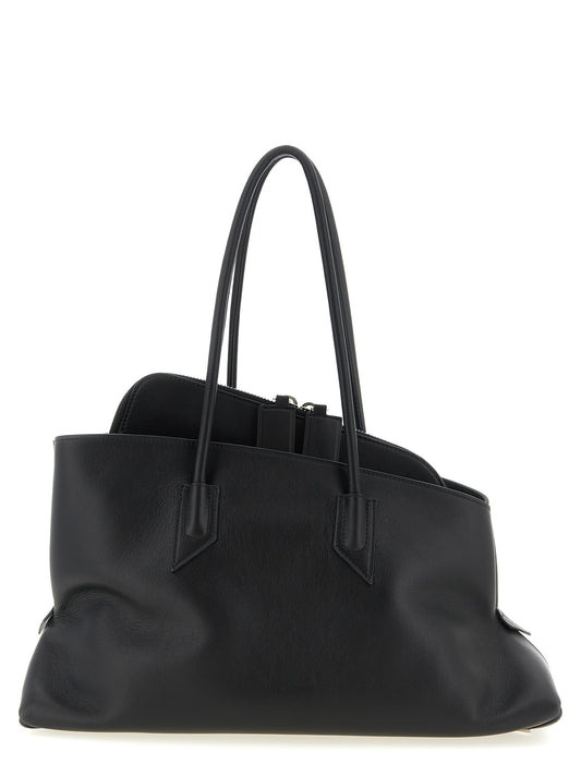 Schwarze Kalbsleder-Schultertasche