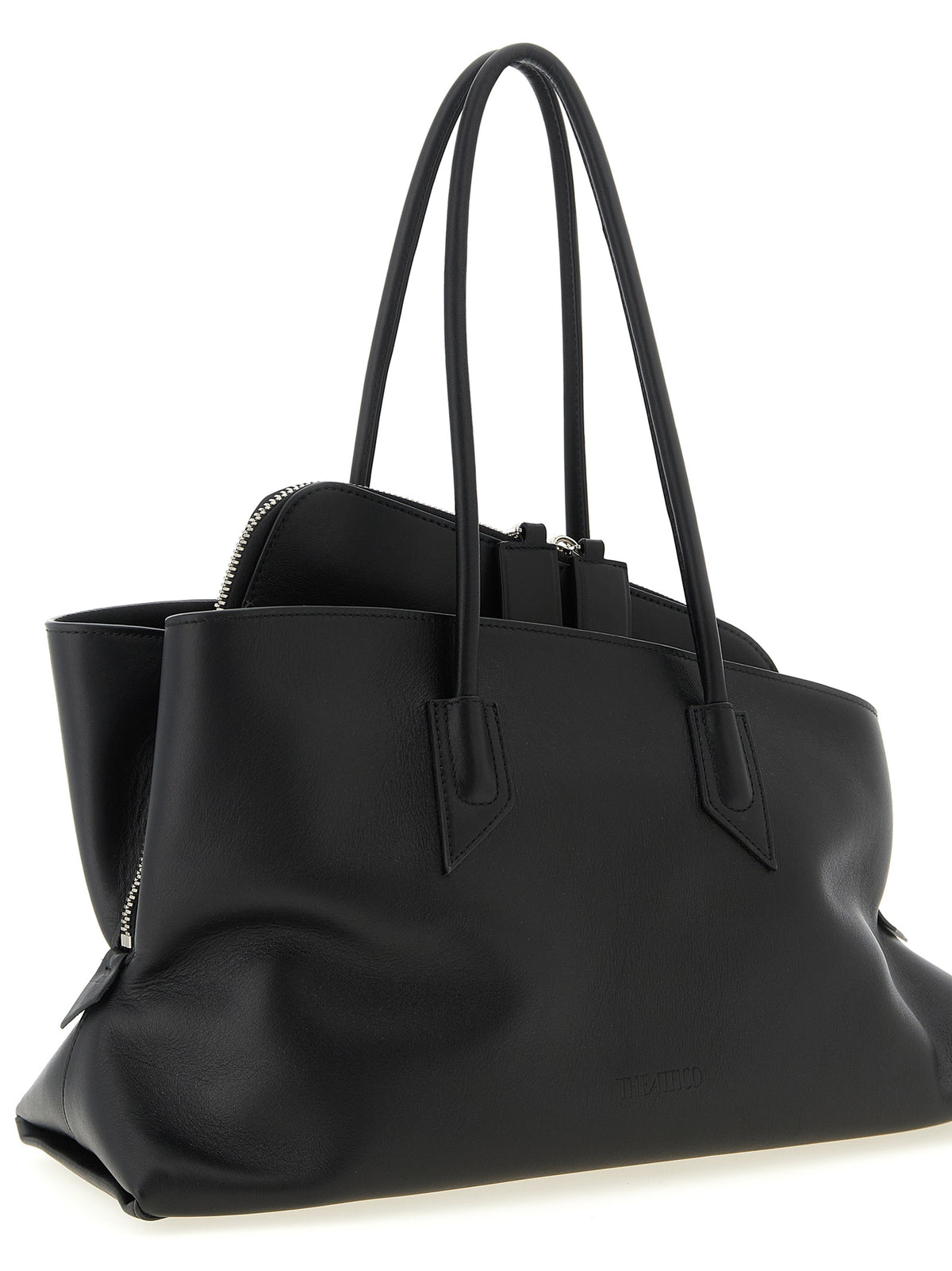 Schwarze Kalbsleder-Schultertasche