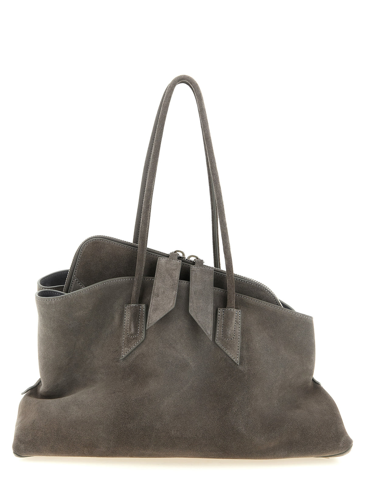 Schultertasche aus grauem Rindsleder