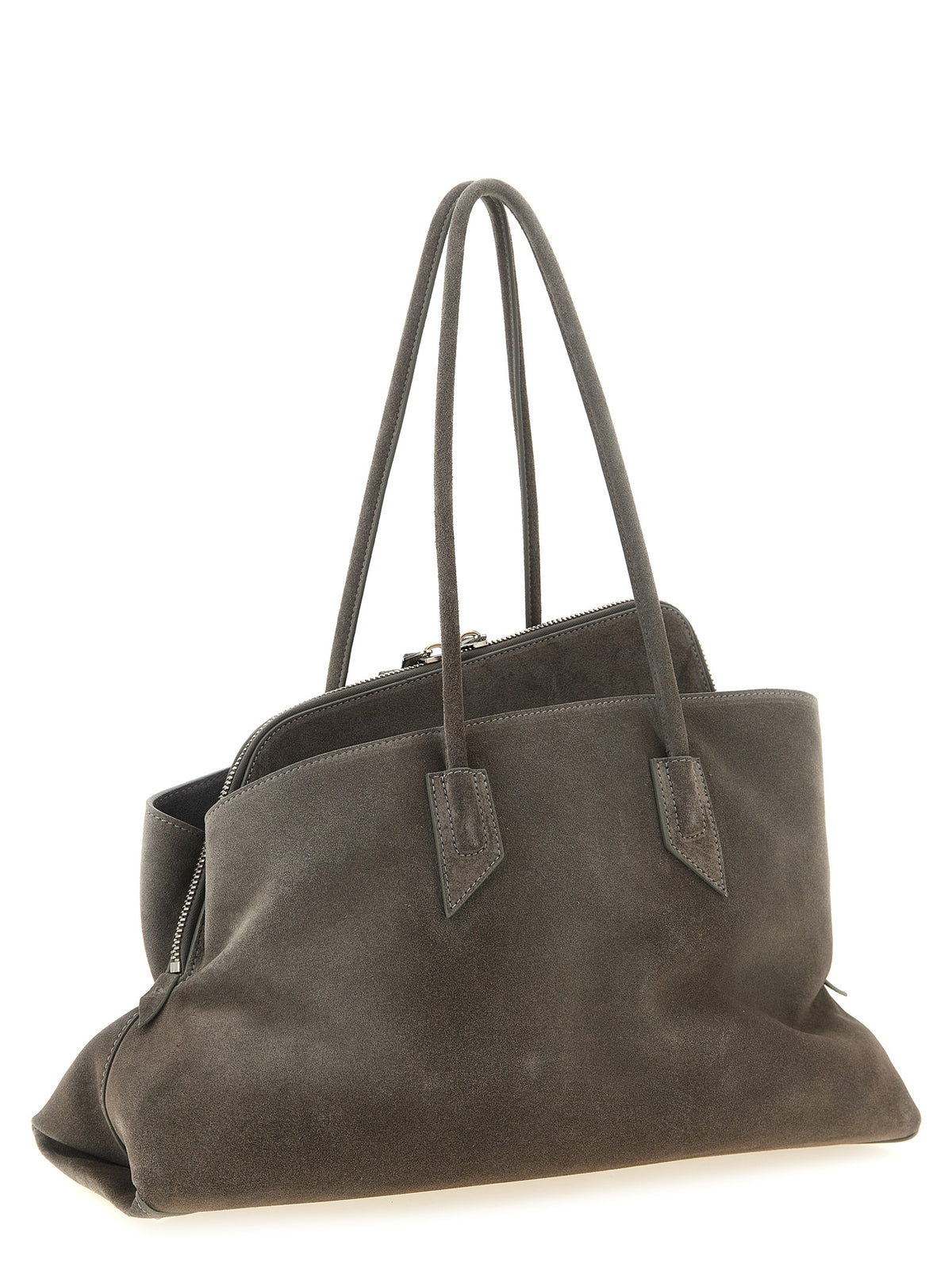 Schultertasche aus grauem Rindsleder