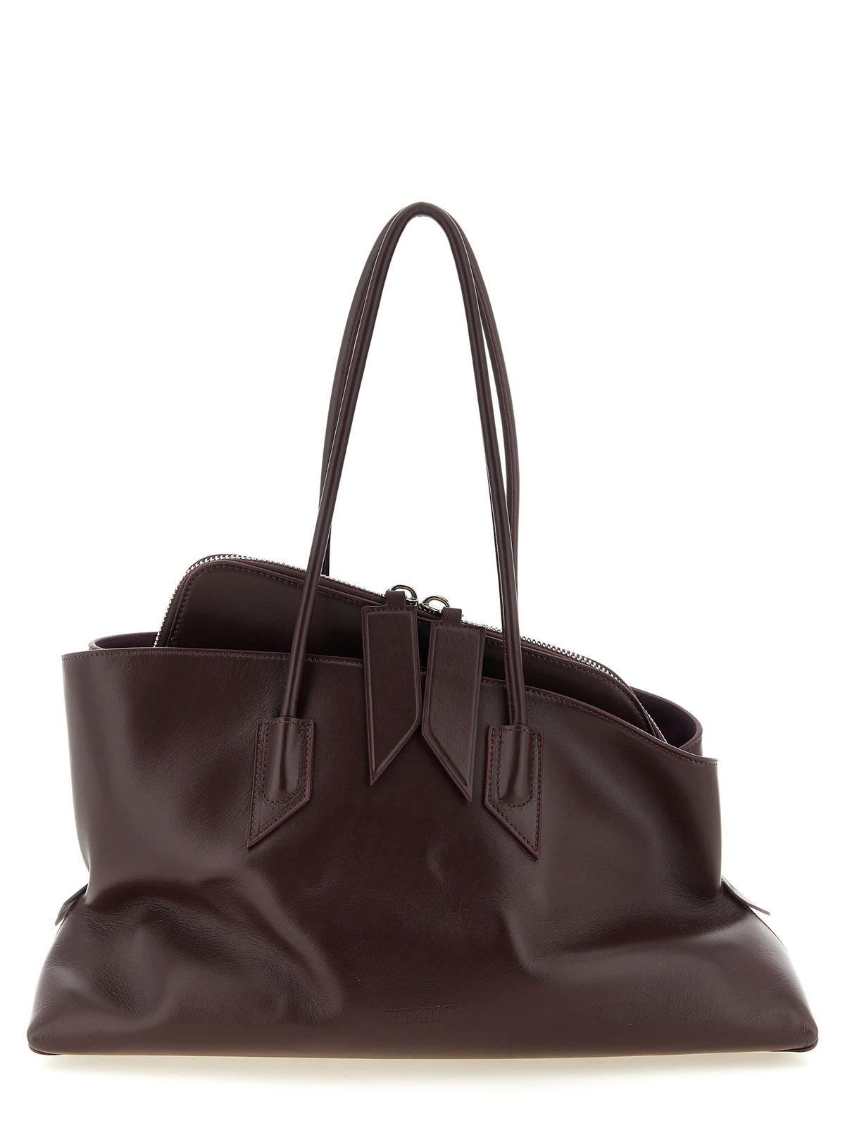 Schultertasche aus violettem Rindsleder