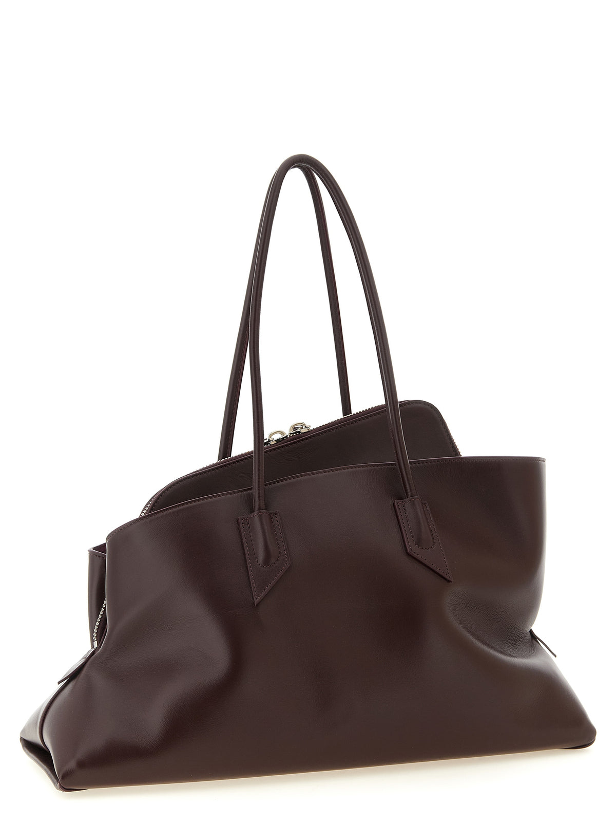 Schultertasche aus violettem Rindsleder