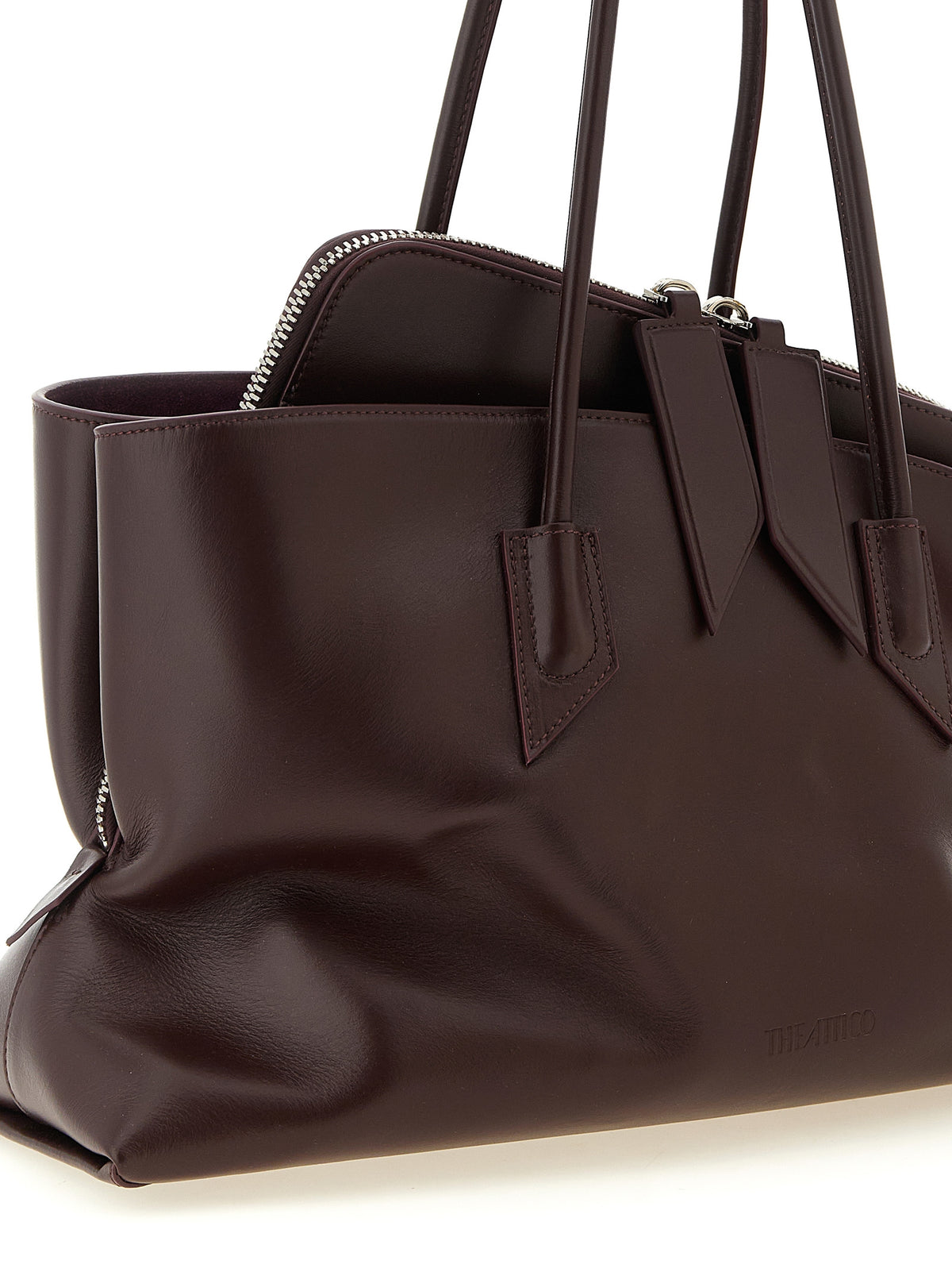 Schultertasche aus violettem Rindsleder