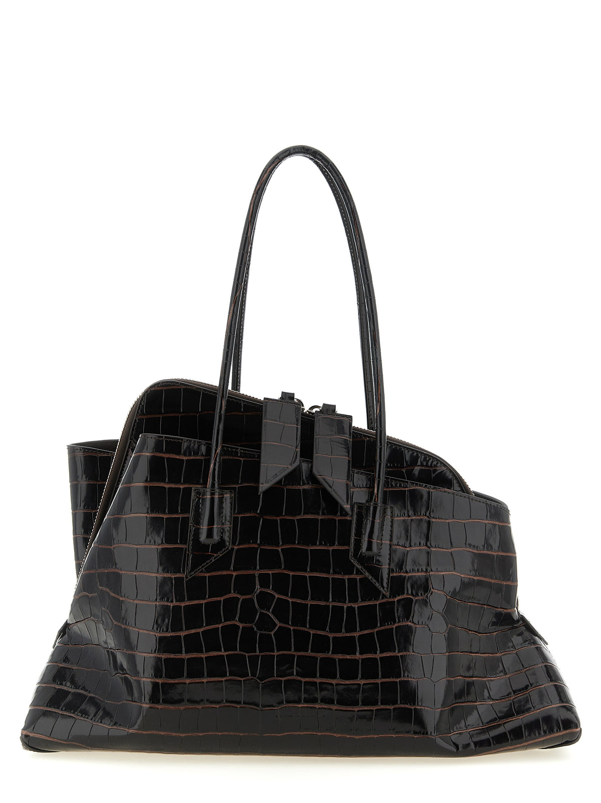 Schultertasche aus braunem Kalbsleder