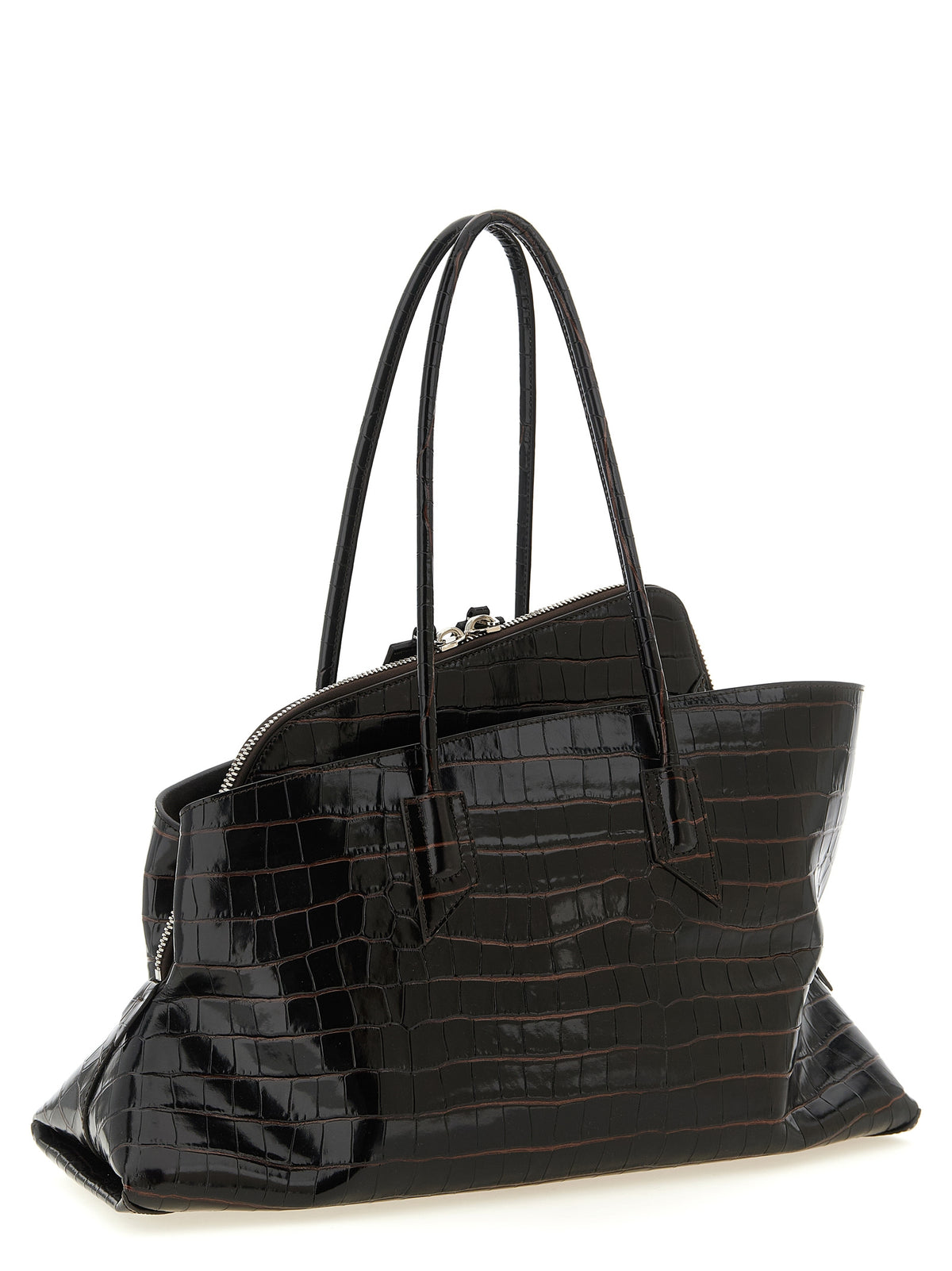 Schultertasche aus braunem Kalbsleder