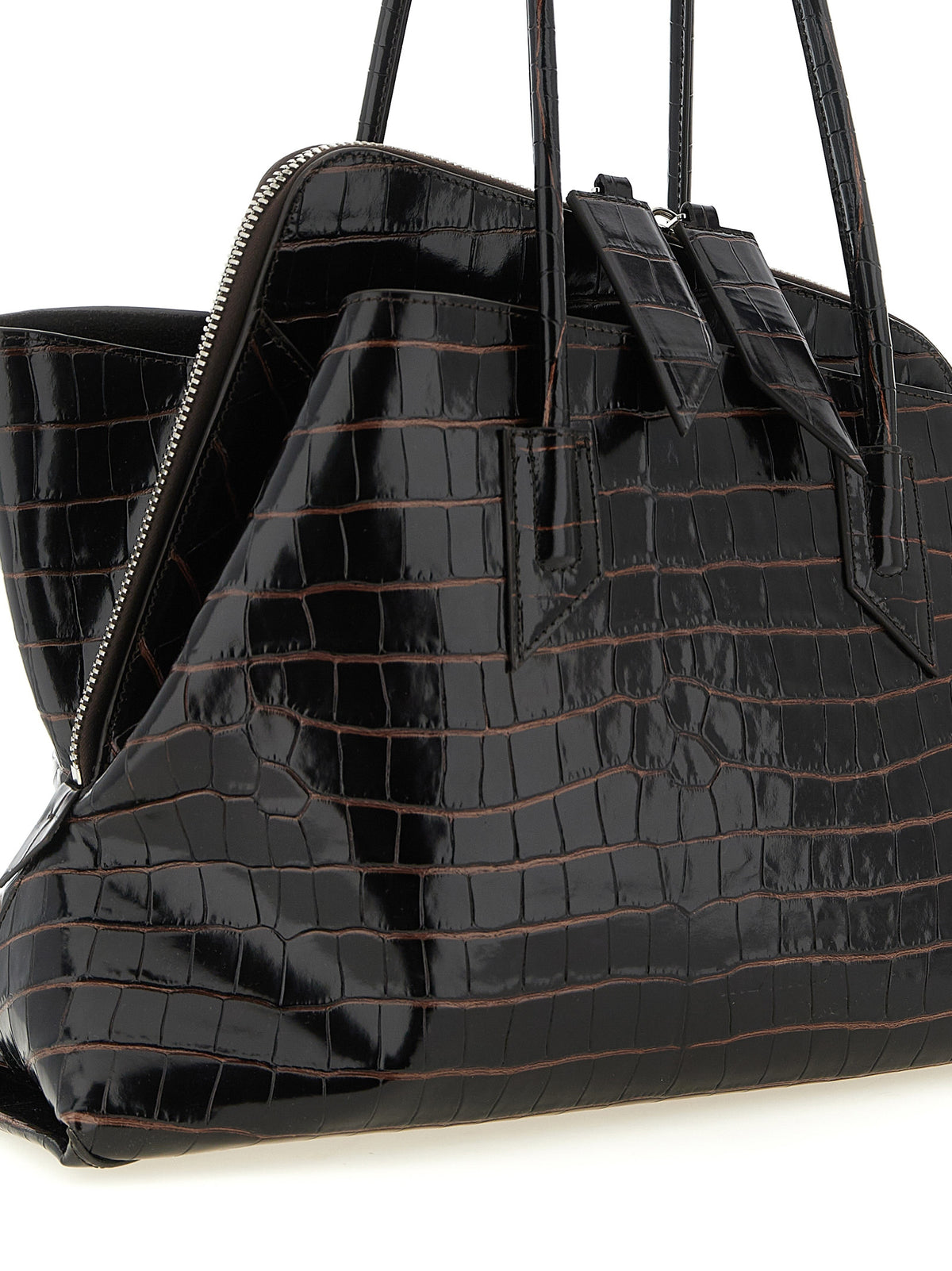 Schultertasche aus braunem Kalbsleder