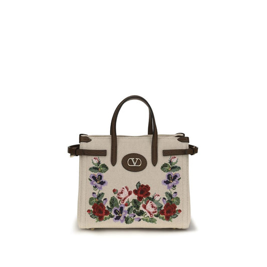 Beige Leinen Schultertasche