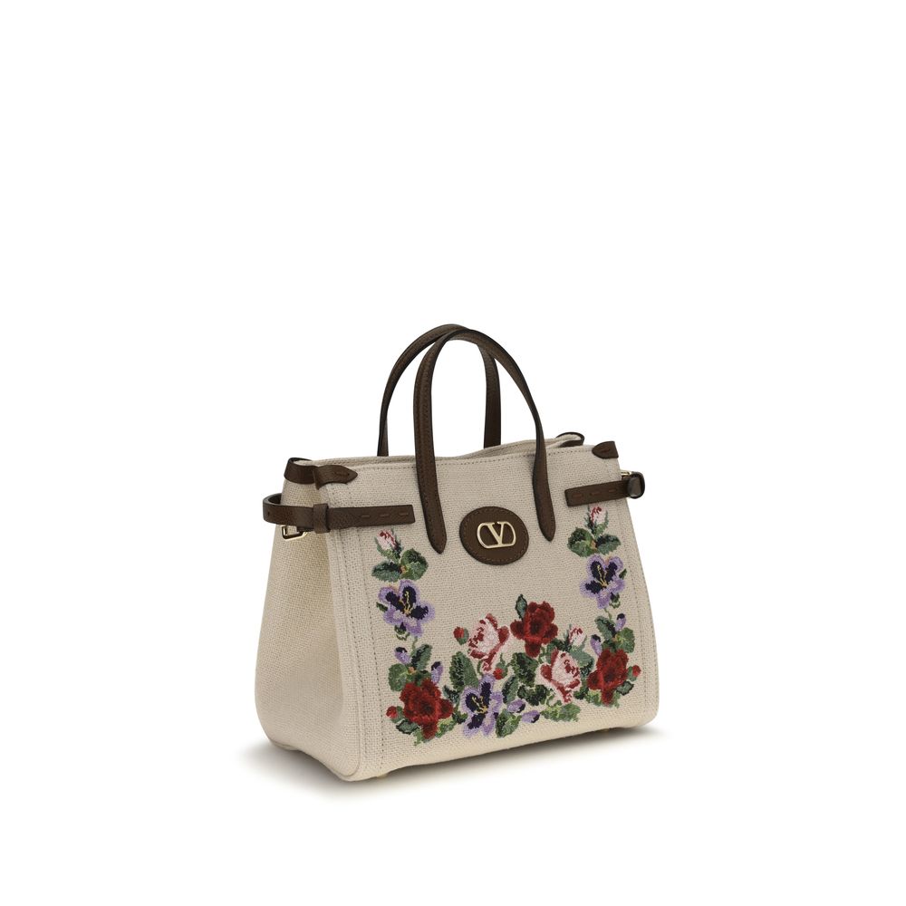 Beige Leinen Schultertasche