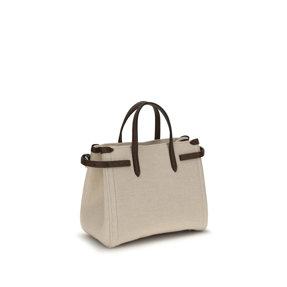 Beige Leinen Schultertasche