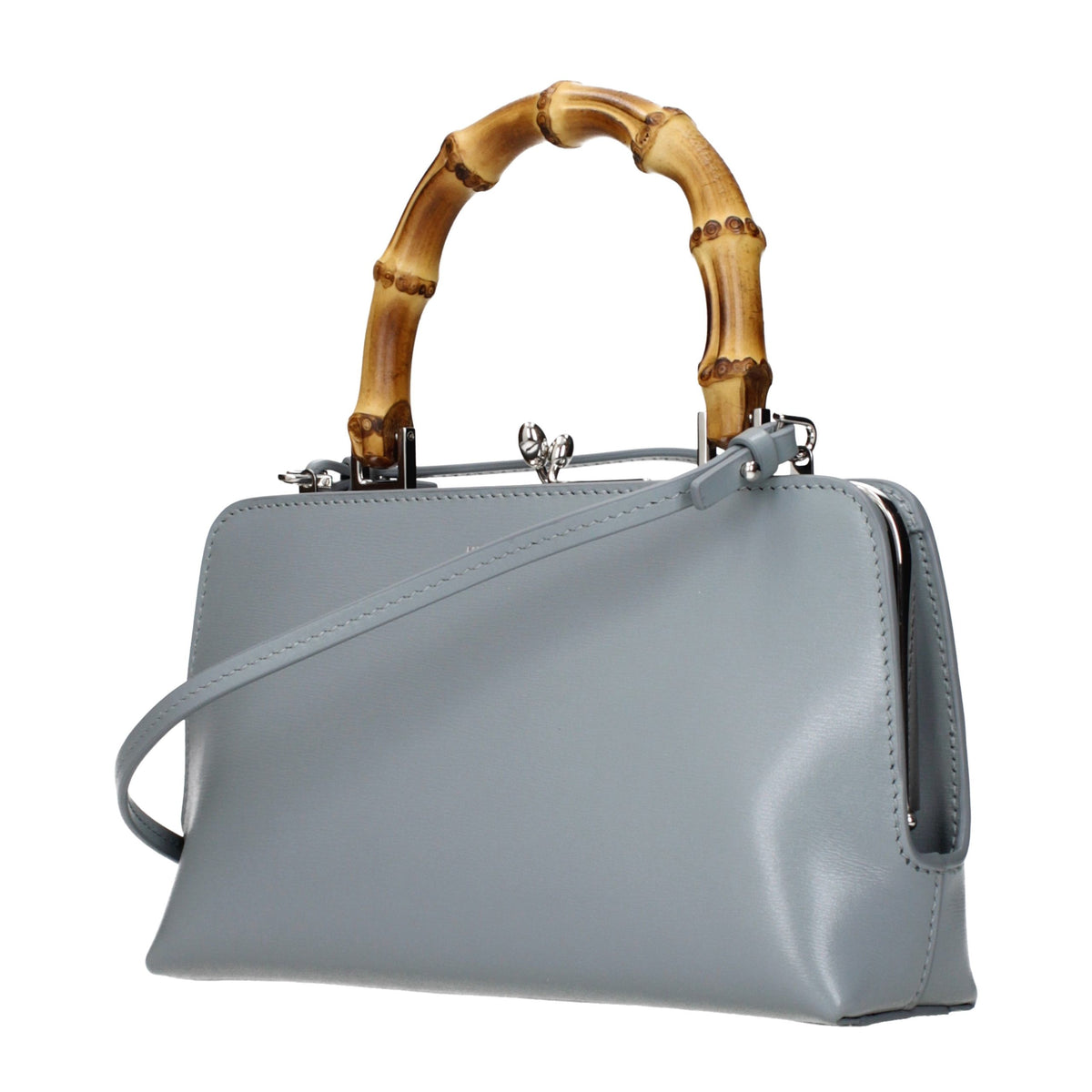 Graue Lederhandtasche