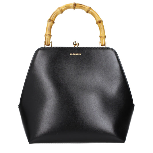Schwarze Lederhandtasche