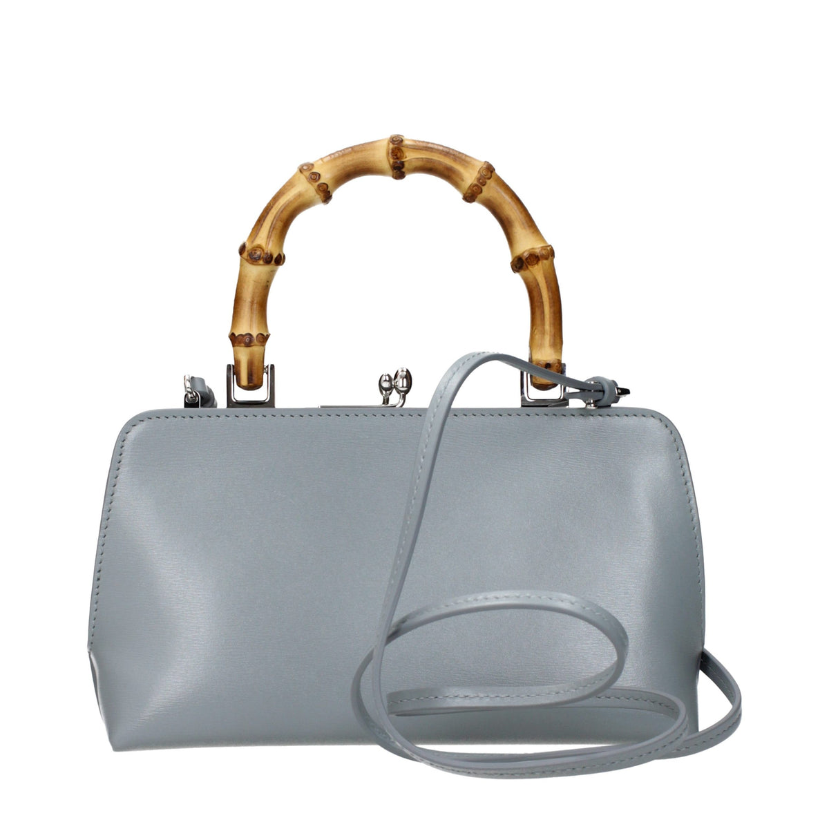 Graue Lederhandtasche