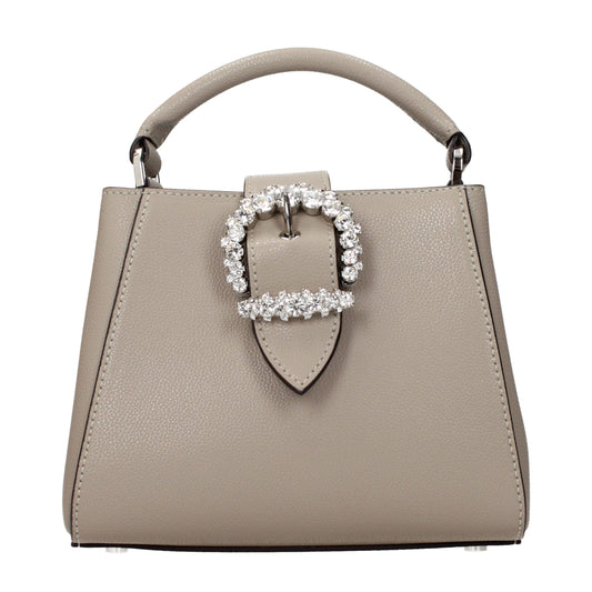 Grey leather handbag