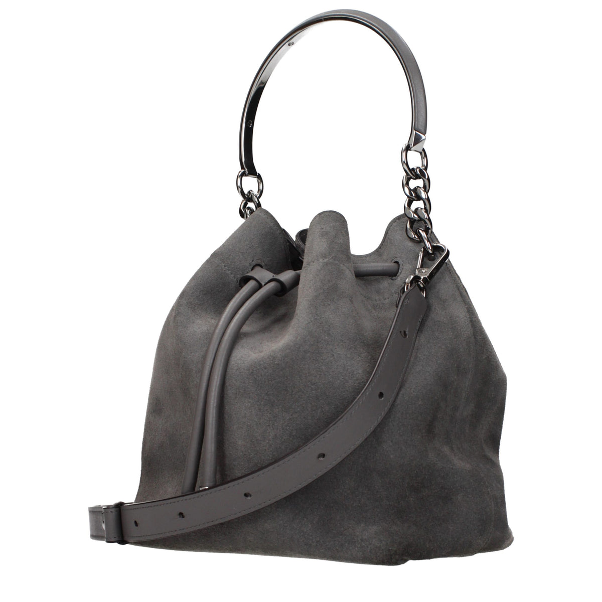 Graue Lederhandtasche