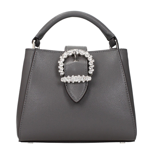 Graue Lederhandtasche