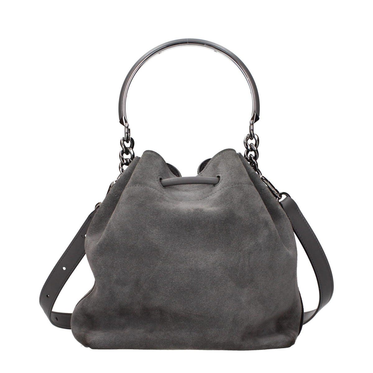 Graue Lederhandtasche