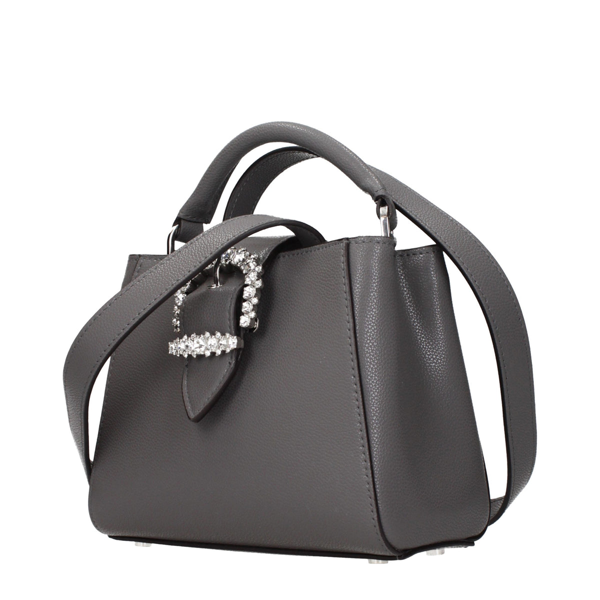 Grey leather handbag