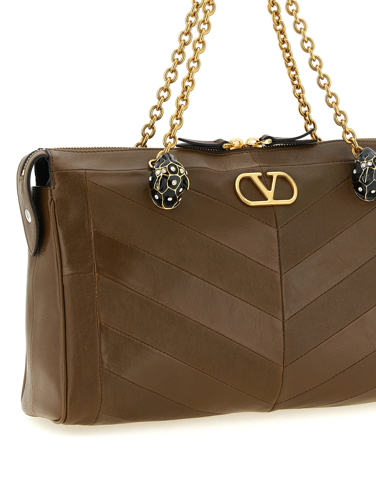 Schultertasche aus braunem Lammleder