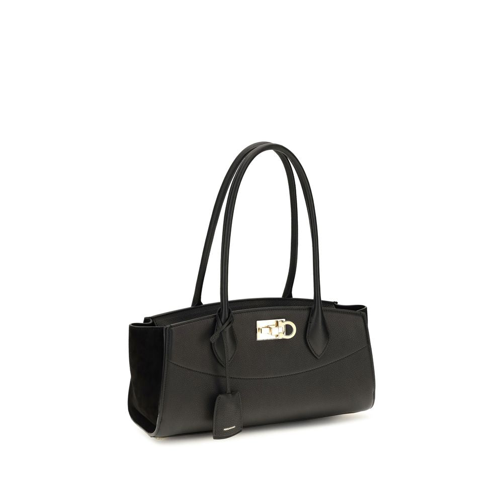 Schwarze Bos Taurus Kalbsleder Schultertasche