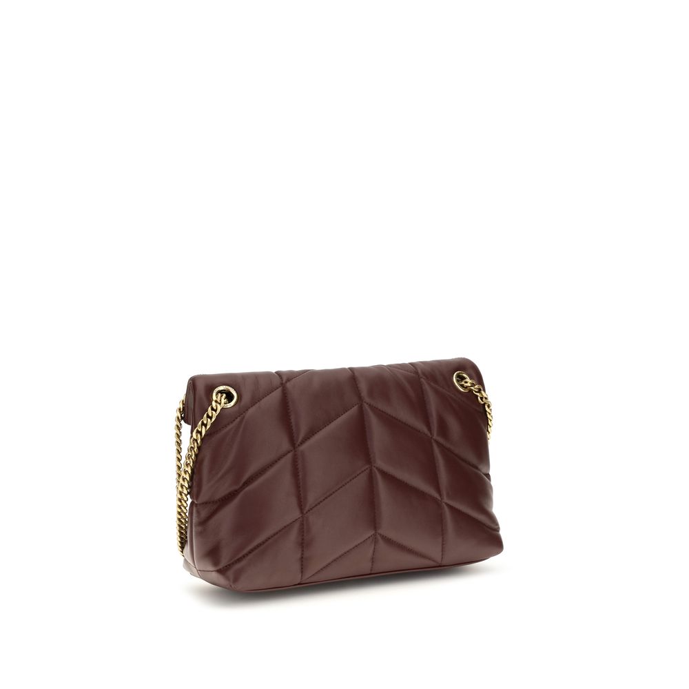 Shoulder bag in burgundy lambskin