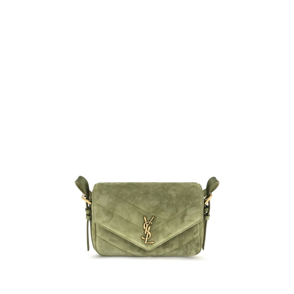 Zweifarbige Schultertasche aus Wildleder