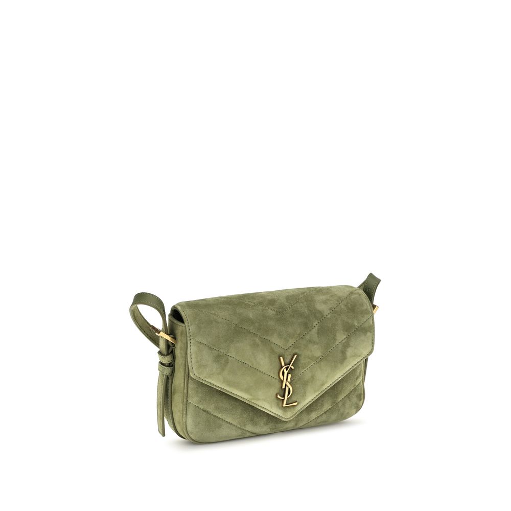 Zweifarbige Schultertasche aus Wildleder