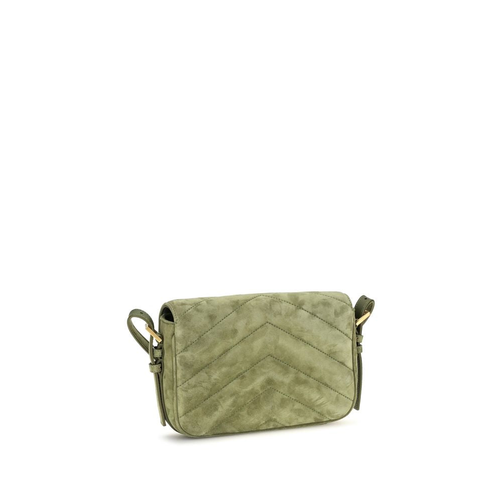 Zweifarbige Schultertasche aus Wildleder