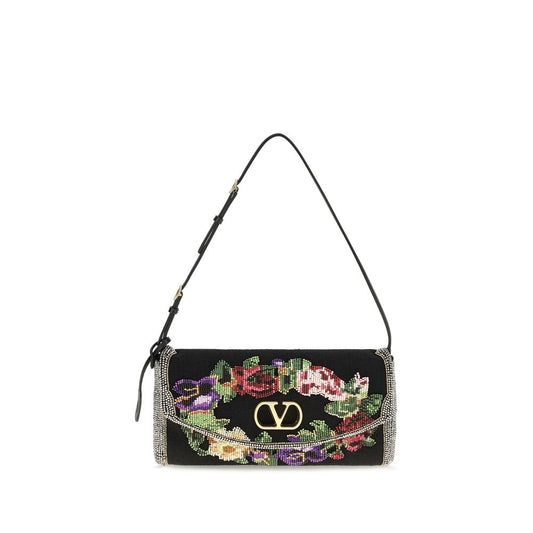 Schwarze Schultertasche aus Satin